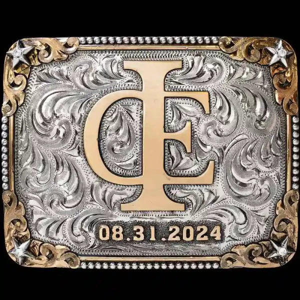 Take a step back into the Wild West when you wear the Whitwell Custom Buckle. This beautiful Buckle is crafted on a hand-engraved, German Silver base with a light antique finish. It is detailed with a German Silver beaded edge on the top, bottom and